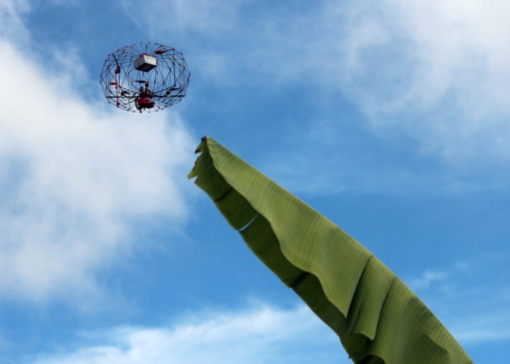 Because Dronistics is more of a 'flying ball' than a traditional drone, they can deliver directly to individuals within a one-mile radius.